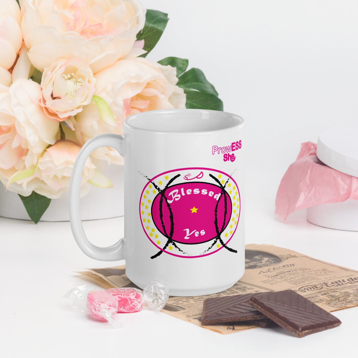 ProwESS She Blessed Yes White Glossy Mug