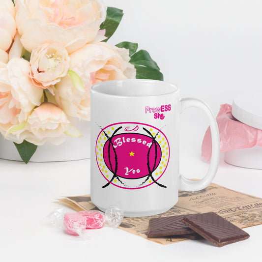 ProwESS She Blessed Yes White Glossy Mug